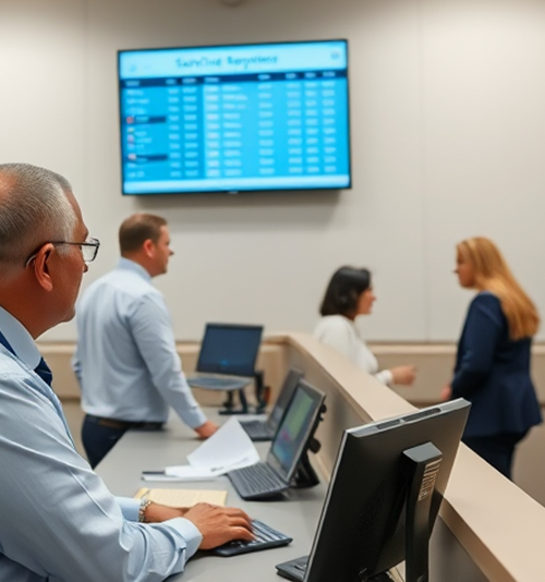 Staff efficiency through queue management system